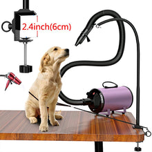 Load image into Gallery viewer, Pet Dog Grooming Hair Dryer Stand Hands Free Stainless Steel 360 Degrees Rotation with Adjustable Clamp No-Sit Haunch Bracket