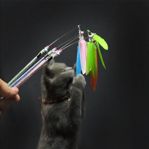 1PC Cat Toy Pet Toy High Quality Feather Metal Plastic Small Bell Funny Cat Stick Pet Interactive Toy Pretty Toy